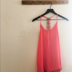 Full Tilt Coral T-back Spaghetti Strap Shirt